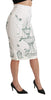 Green Fairy Tale Print Stretch White Skirt