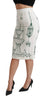 Green Fairy Tale Print Stretch White Skirt