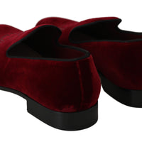 Red Velvet Crown Embroidered Loafers  Shoes