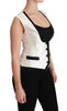 White Sleeveless Waistcoat Slim Silk Top Vest