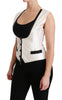 White Sleeveless Waistcoat Slim Silk Top Vest