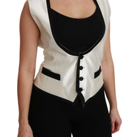 White Waistcoat Slim Vest Silk Top