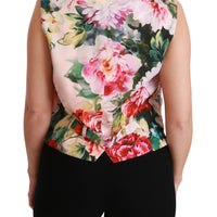 Multicolor Floral Sleeveless Waistcoat Top Vest