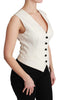 White Waistcoat Sleeveless Wool Top Vest