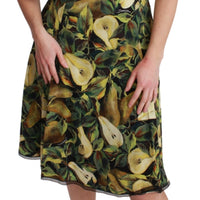 Green Pear Fruit Sheath A-line Stretch Dress