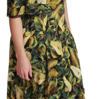 Green Pear Fruit Sheath A-line Stretch Dress