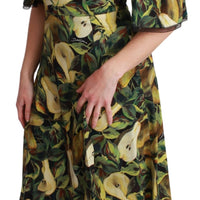 Green Pear Fruit Sheath A-line Stretch Dress