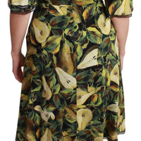 Green Pear Fruit Sheath A-line Stretch Dress