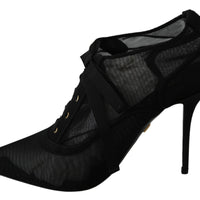 Black Tulle Silk Lace Heels Pumps Shoes