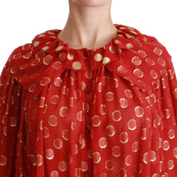 Red Gold Silk Shirt Womens Blouse