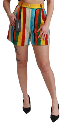 Multicolor Riga Pittorica Mini Shorts