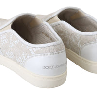 White Leather Lace Slip On Loafers Shoes