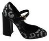 Black Mary Janes Jacquard Leather Shoes