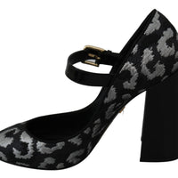 Black Mary Janes Jacquard Leather Shoes