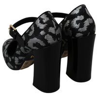 Black Mary Janes Jacquard Leather Shoes