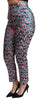 Multicolor Patterned Cropped High Waist Pants