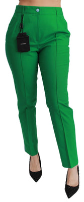 Green Cotton Stretch Trousers Pants