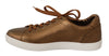 Gold Leather Mens Casual Sneakers