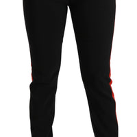 Black Skinny Stretch Fox Head Cotton Pants