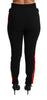 Black Skinny Stretch Fox Head Cotton Pants