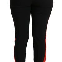 Black Skinny Stretch Fox Head Cotton Pants