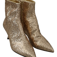 Gold Sequined Glitter Ankle Booties Shoes