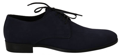 Blue Suede Leather Dress Derby Formal Shoes