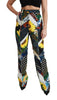 Multicolor Print High Waist Straight Pants