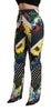 Multicolor Print High Waist Straight Pants