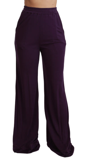 Purple Violet High Waist Wide Leg Trouser Pants