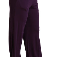 Purple Violet High Waist Wide Leg Trouser Pants