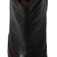 Bordeaux Eel Leather Ankle Heels Boots