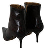 Bordeaux Eel Leather Ankle Heels Boots