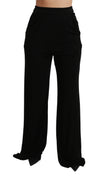 Viscose Black Wide Leg High Waist Pants