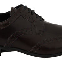 Brown Leather Broques Oxford Wingtip Shoes