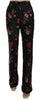 Floral Print Black Boot Cut Trouser Pants