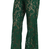 Floral Lace Green Palazzo Trouser Pants