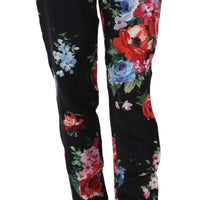 Floral Print Silk Pyjama Style Tapered Pants