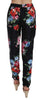 Floral Print Silk Pyjama Style Tapered Pants