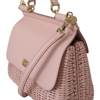 Pink Woven Fiber Shoulder Purse Borse Satchel SICILY Bag