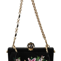 Black Floral Crystal Shoulder Borse VANDA  Purse