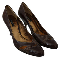 Brown Heels Women Pumps Leather Shoes