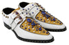 White Yellow Leather Crystals Buckle Monk Strap Shoes