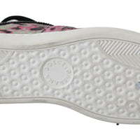 Pink Leopard Print Training Leather Flat Sneakers