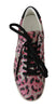 Pink Leopard Print Training Leather Flat Sneakers