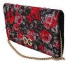 Black Roses Jacquard Clutch Shoulder Borse Purse