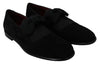 Black Velvet Bow Dress Mens Loafers Shoes