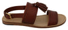 Brown Leather Gold Buckle Sandals Shoes