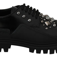 Black Leather Studded Rubber Shoes