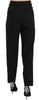 Black Wool Stretch High Waist Pleated Pants